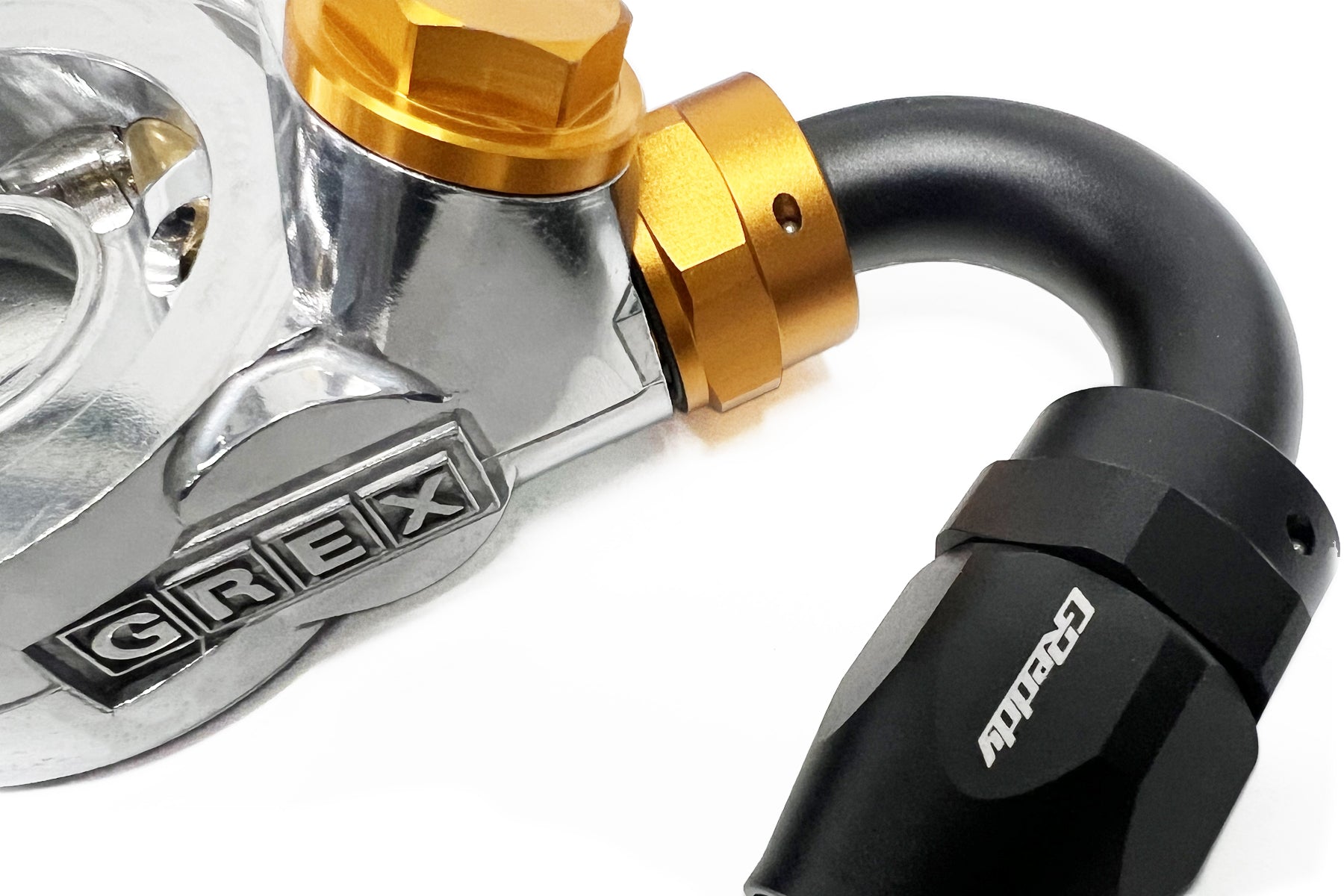 GReddy proprietary M18 x P1.5 O-ring direct -10 male Swivel Hose End(s) - Black / Gold anodized