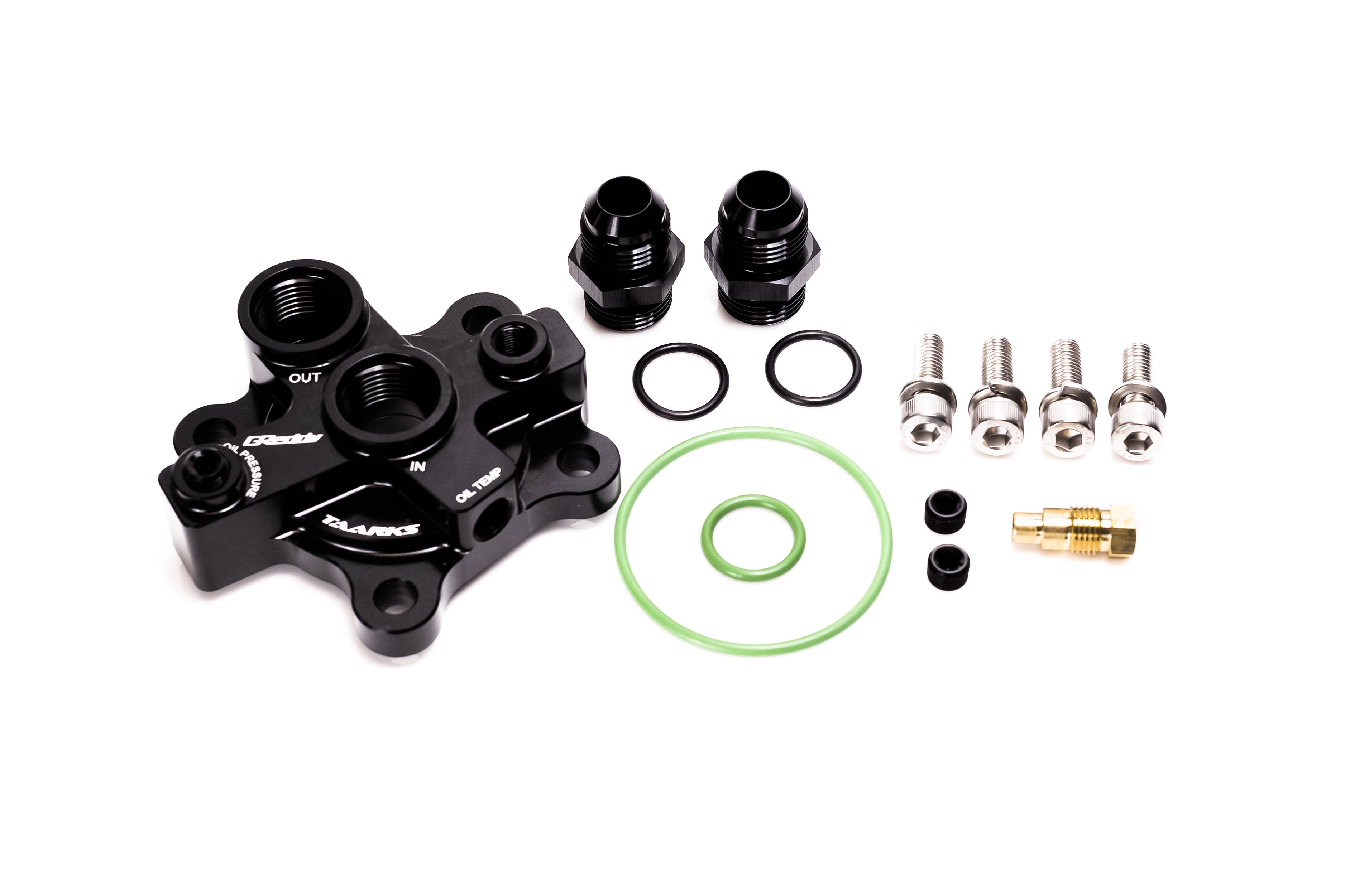 GREDDY X TAARKS RB26 BOLT-ON OIL BLOCK ADAPTER, 10AN - (12428100)