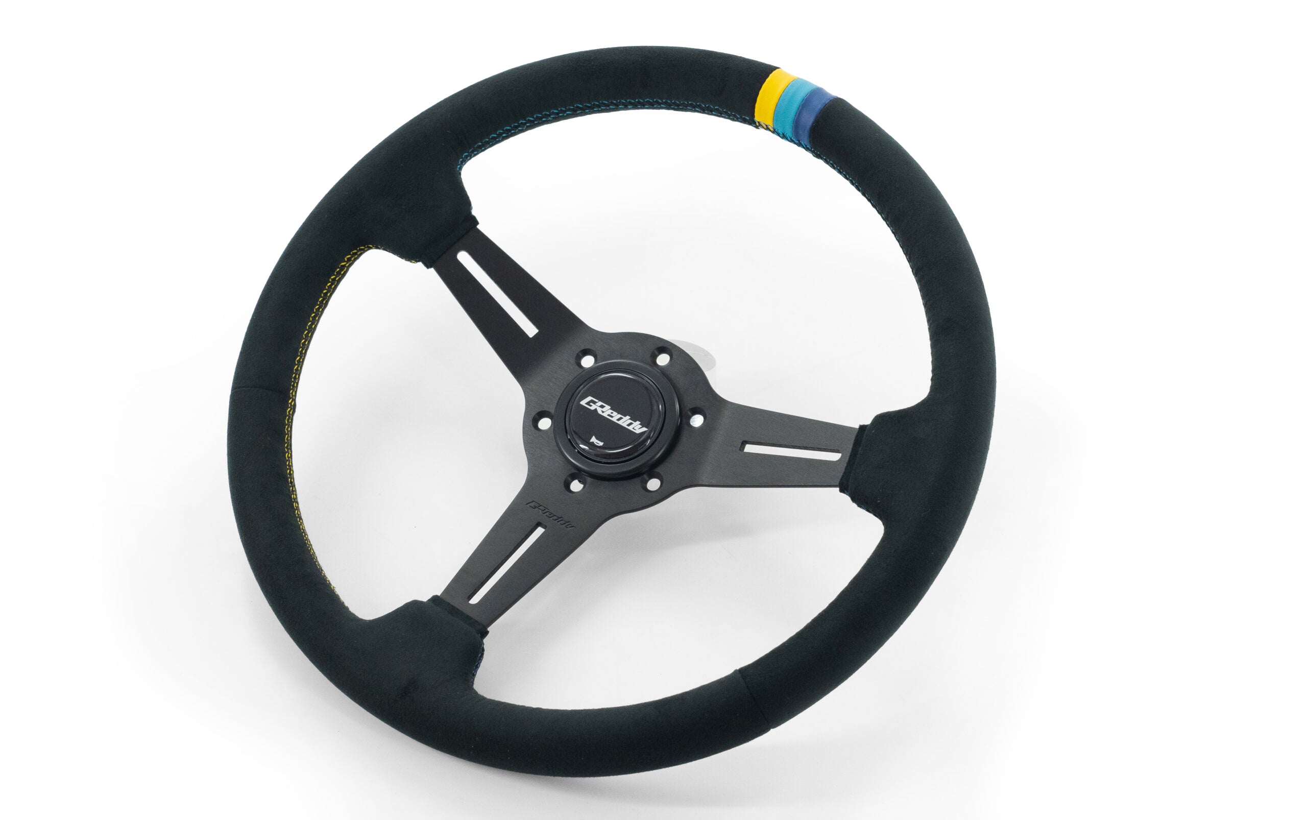 GREDDY SPORT STEERING WHEEL - SUEDE 3 STRIPE MED DISH - (16600013)