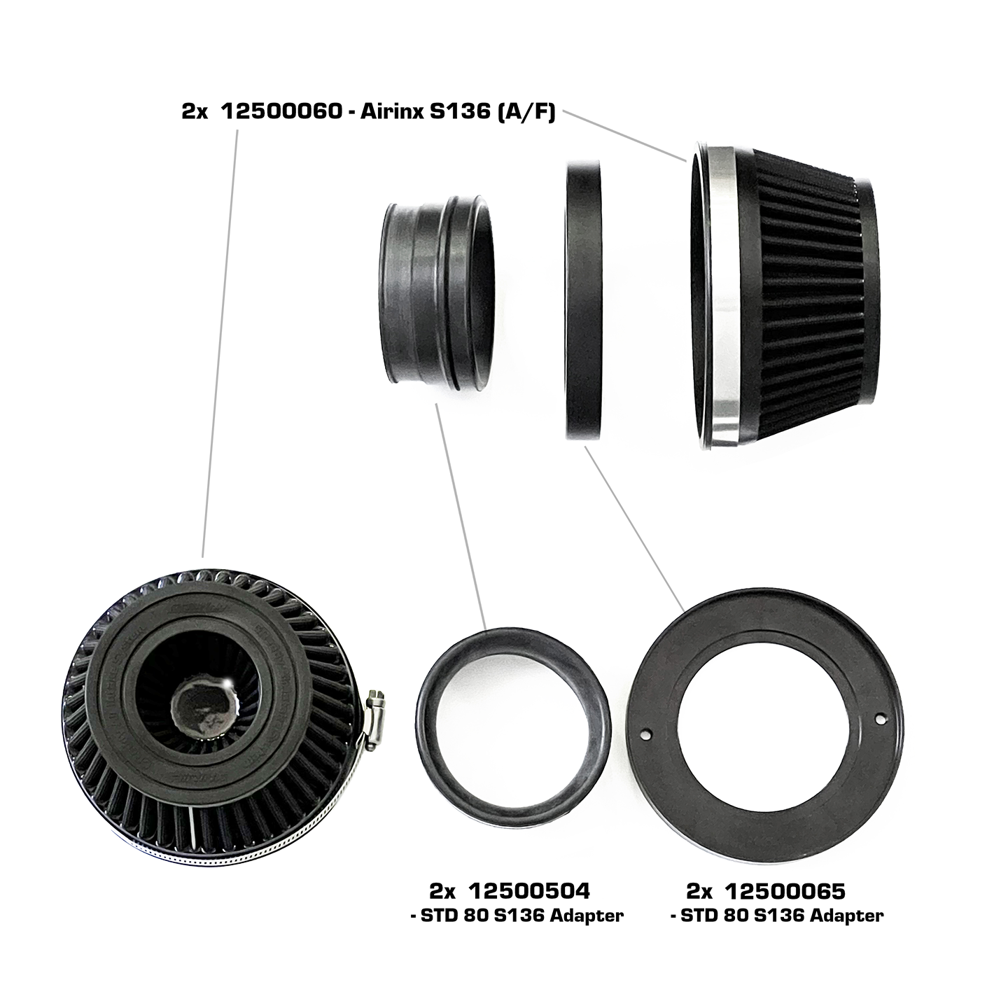 ShopGreddy Spl.: GReddy A/F-Type Airinx S 136 Air Filter, Baseplate & Adapters