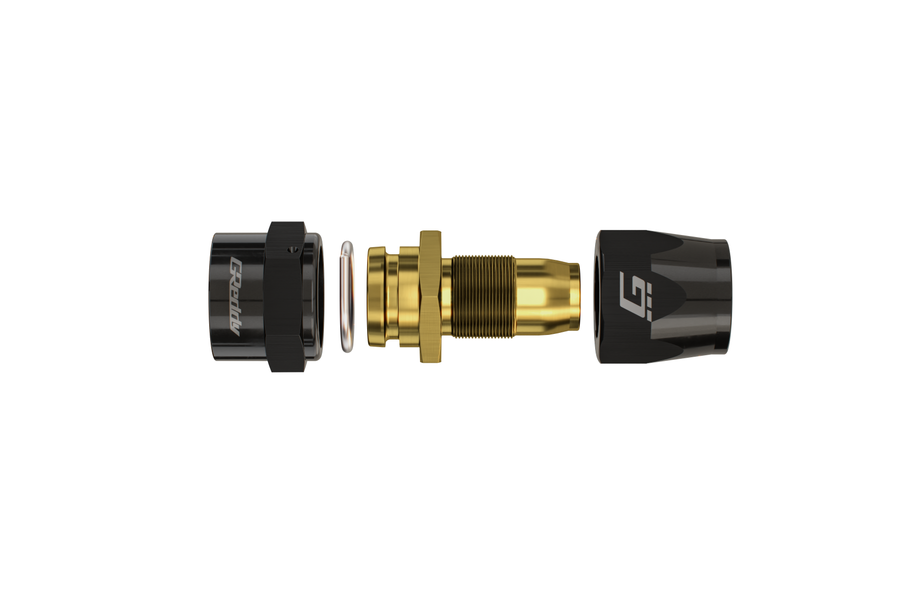 GReddy Straight AN Hose End(s) - Black / Gold anodized - (12800400 12800600 12800800 12801000 12801200 12801600)