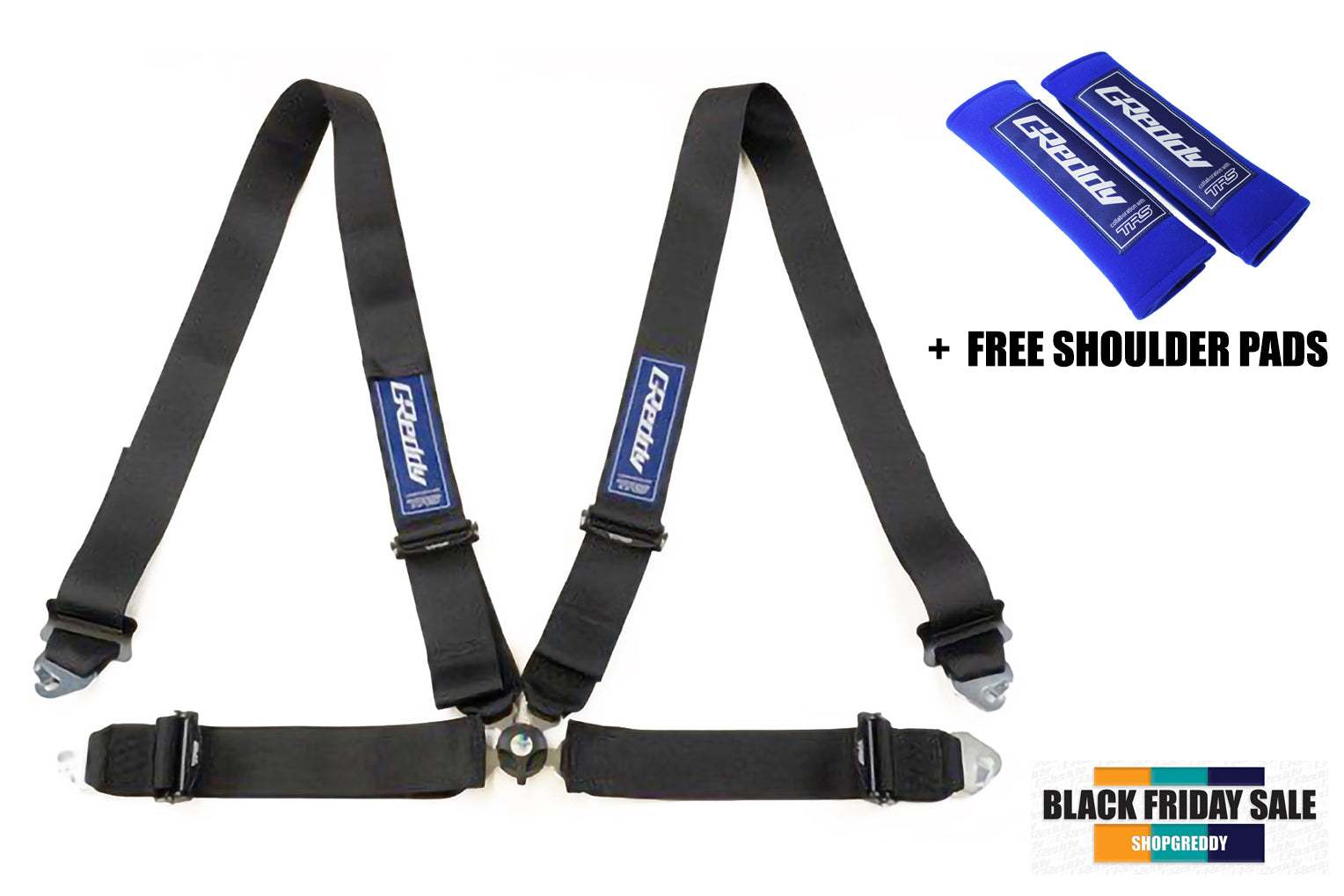 SALE - GReddy x TRS FIA Certified 4P Racing Harness with FREE GReddy x TRS Seat Belt Pads