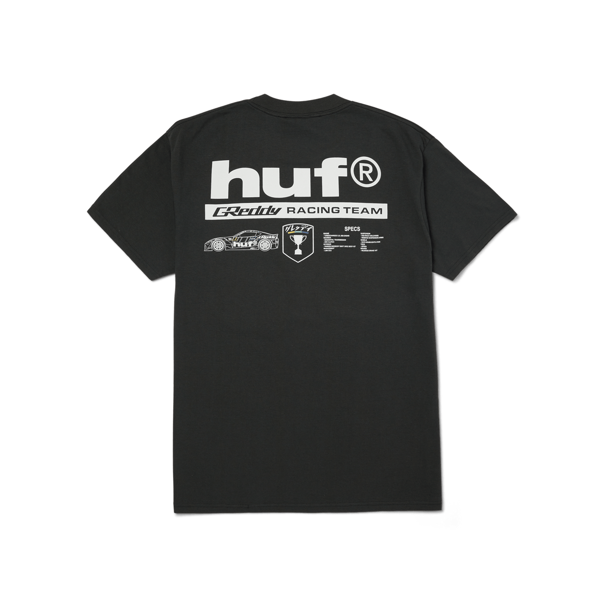 HUF x GReddy Racing Performance oversized Tee Washed Black