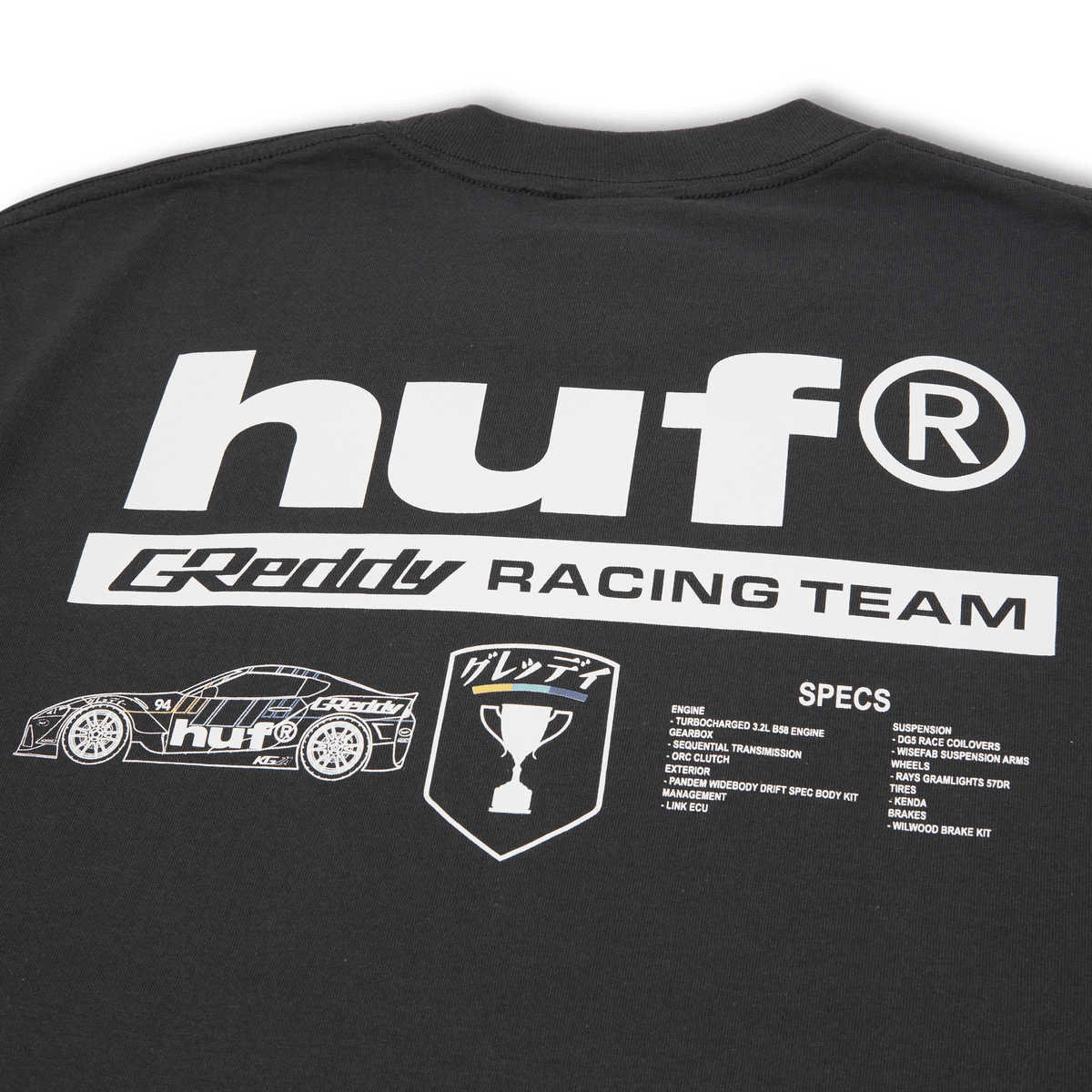 HUF x GReddy Racing Performance (oversized) Tee - Washed Black